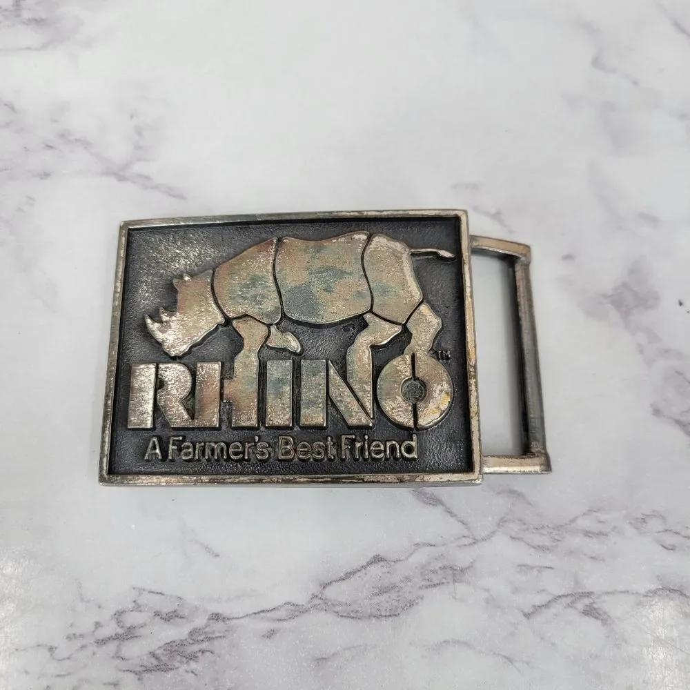 Rhino Belt Buckle Silver Toned